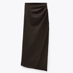 ZARA - Draped Side Slit High Waisted Midi Skirt